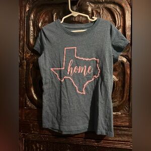 Blue Kids Short Sleeve Tee with Pink Texas Design
